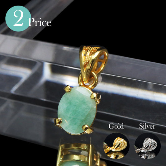 【対象商品10点以上ご購入で30％OFF/決済時に自動割引】ペンダントトップ　エメラルド＜ブラジル産＞　オーバルカット　約6～8×約7～10mm　Silver925  [co-g1853]