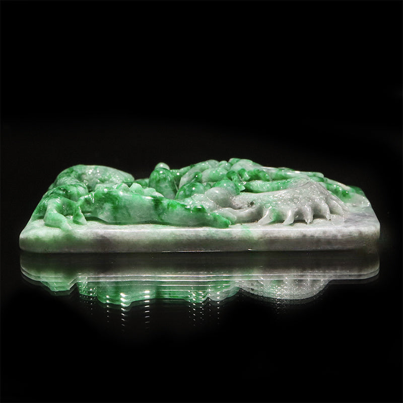 翡翠＜ミャンマー産＞　龍　約37×51mm　穴あり　ペンダントトップ [co-g2846]