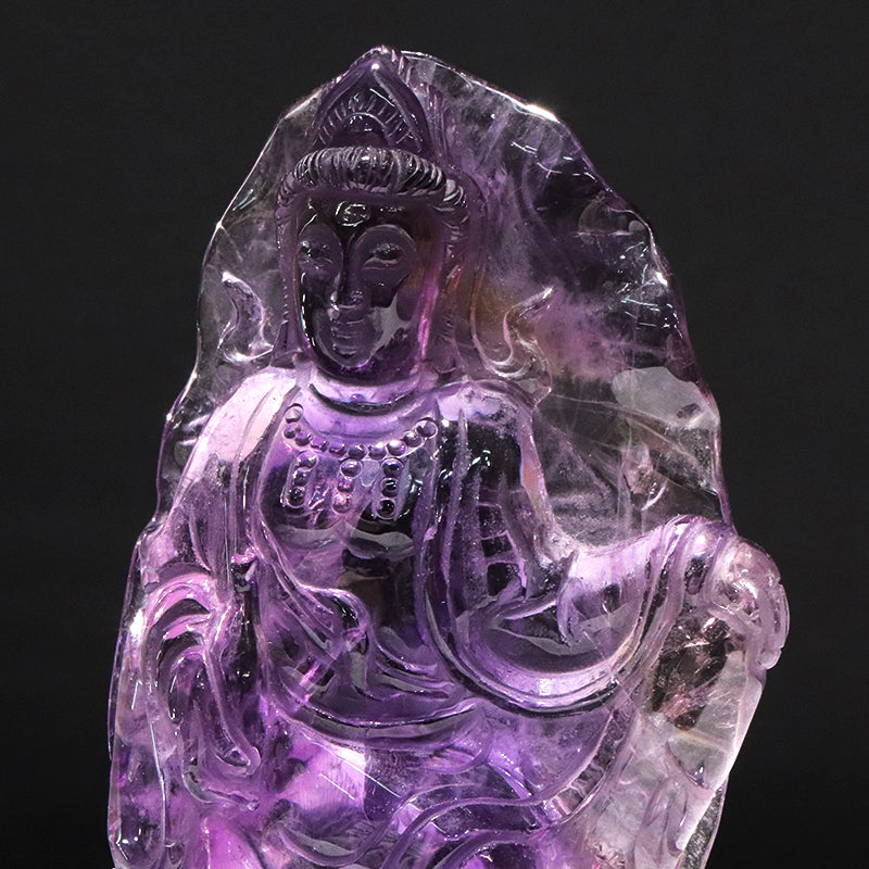 【割引不可】【動画】【一点物】彫り物　アメトリン＜ブラジル産＞　観音菩薩　台付き　 [co-g2157]