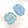Natural stone parts Aquamarine Flower carving For bracelet Horizontal hole Through hole [pa-g0135]