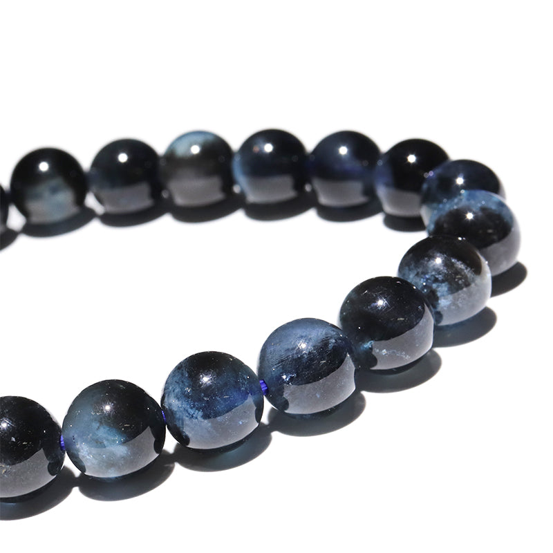 ブラックシラーアクアマリン＜ブラジル産＞ ブレス　丸 [co-g2942]