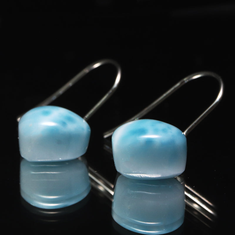 ピアス　ラリマー＜ドミニカ産＞　ハート型　フック型　シルバー　ステンレス製　 [co-g1778]