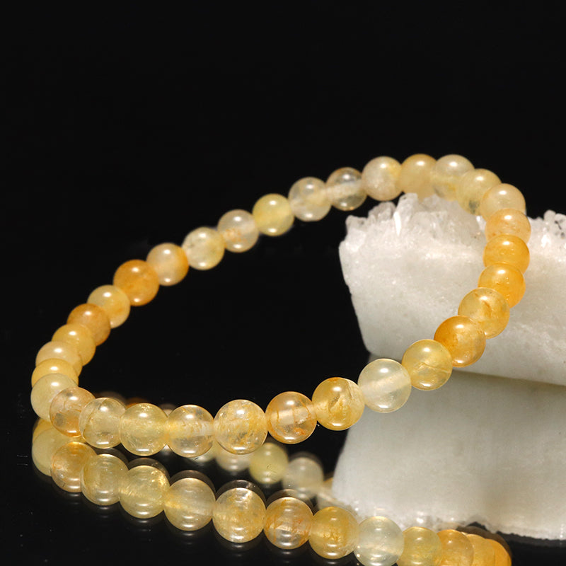 【日本銘石】ブレス　静岡水晶＜静岡県産＞　不透明　イエロー　AAランク　丸 [br-g8001]