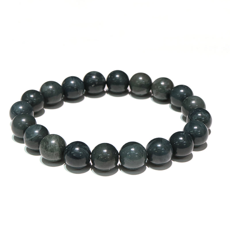 【日本銘石】ブレス　神居古潭＜北海道産＞　グリーン多縞　丸約10mm  [co-g1779]