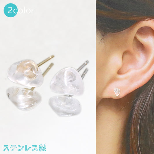 【対象商品10点以上ご購入で30％OFF/決済時に自動割引】ピアス　フェナカイト＜ロシア産＞　さざれ　約4～8mm  突き刺し型　ステンレス製 [co-g0911]