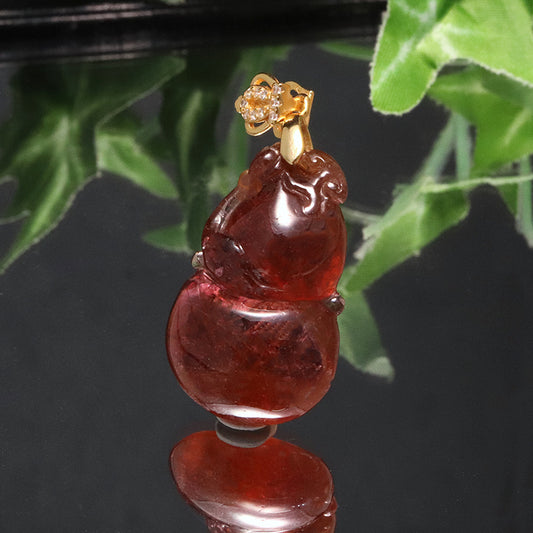 ペンダントトップ　レッドトルマリン＜ブラジル産＞　瓢箪　約17×27mm　silver925　ゴールド  [co-g0915]