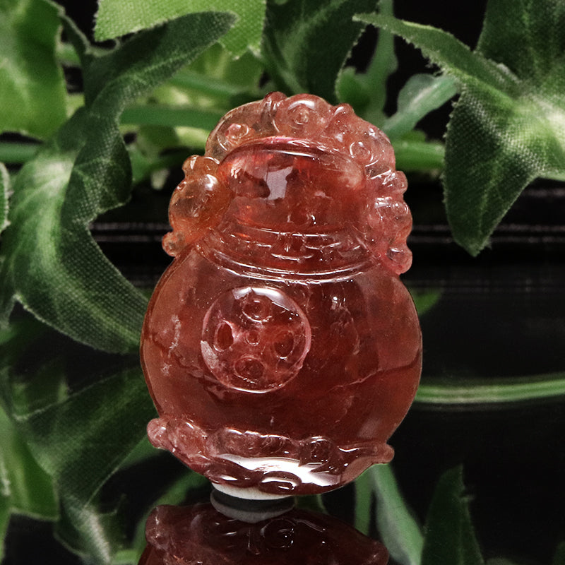 【一点物】ペンダントトップ　ピンクトルマリン＜ブラジル産＞　聚宝盆　約23.4×32.3mm　穴あり [co-g0920]