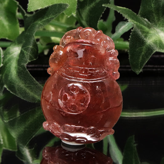 【一点物】ペンダントトップ　ピンクトルマリン＜ブラジル産＞　聚宝盆　約23.4×32.3mm　穴あり [co-g0920]