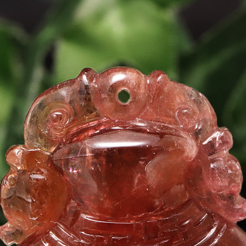 【一点物】ペンダントトップ　ピンクトルマリン＜ブラジル産＞　聚宝盆　約23.4×32.3mm　穴あり [co-g0920]