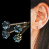 London Blue Topaz (Brazil) Piercing Earrings, Approx. 3mm, Stainless Steel [co-g1817]
