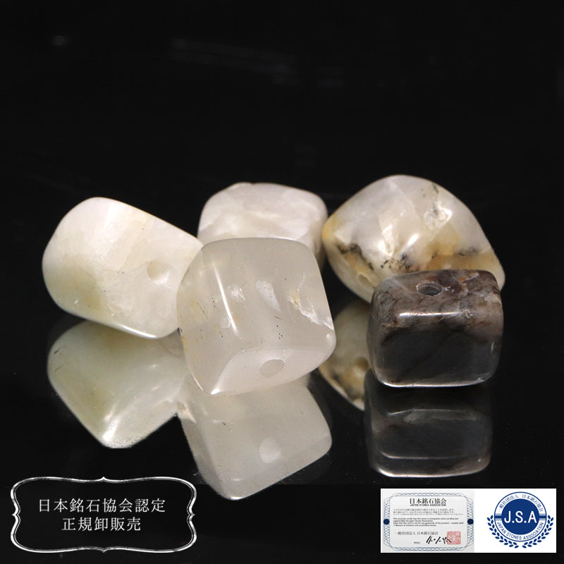 【日本銘石】角ビーズ　おのころ水晶＜兵庫県産＞　5個入り　ランダム発送  [co-g1818]