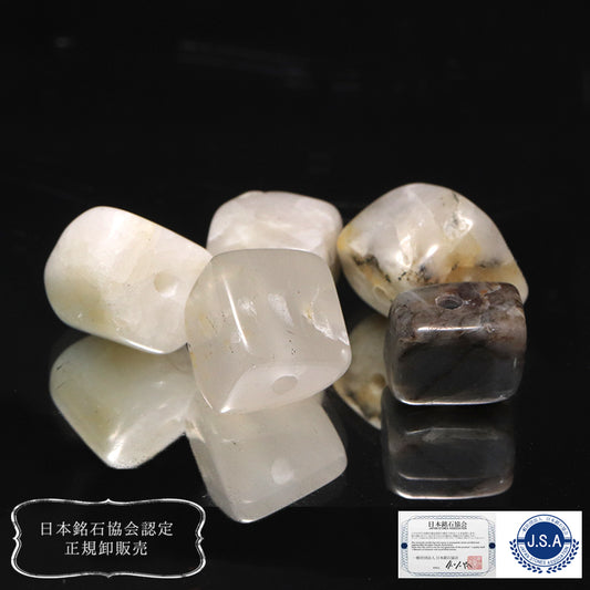 【日本銘石】角ビーズ　おのころ水晶＜兵庫県産＞　5個入り　ランダム発送  [co-g1818]