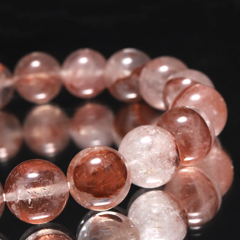 ブレス　マニカラン水晶＜ヒマラヤ産＞　AAランク　赤　丸  [br-g0183]