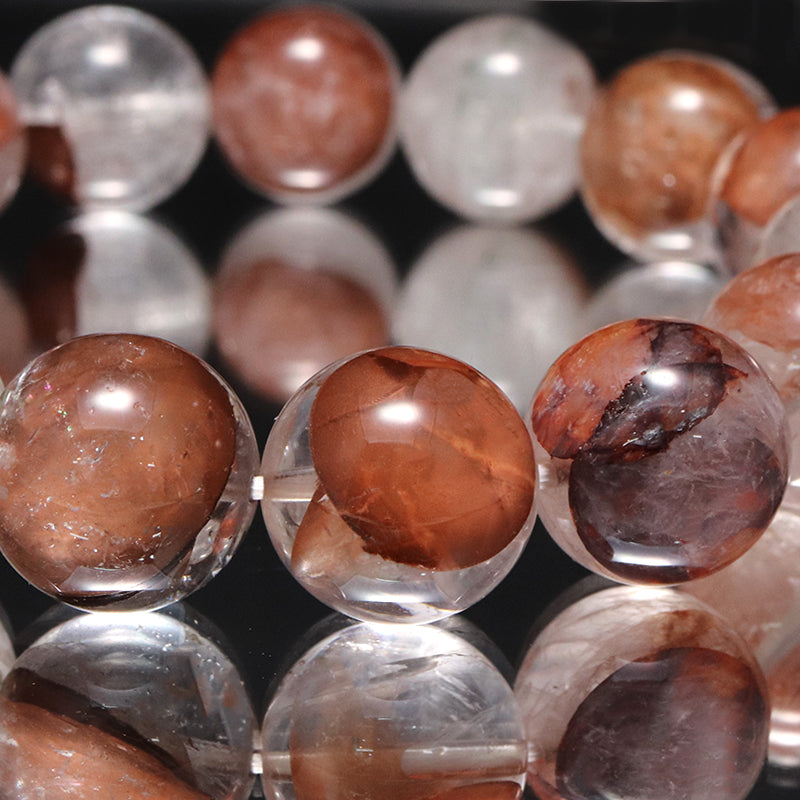 ブレス　マニカラン水晶＜ヒマラヤ産＞　AAランク　赤　丸  [br-g0183]