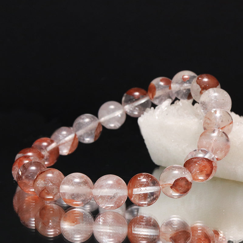 ブレス　マニカラン水晶＜ヒマラヤ産＞　AAランク　赤　丸  [br-g0183]