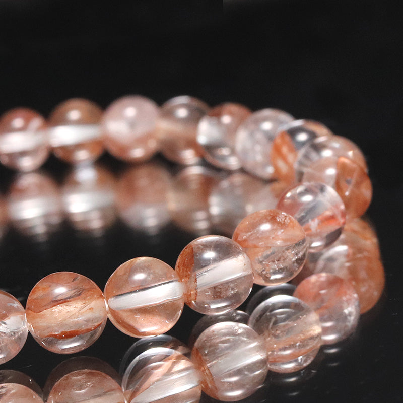 ブレス　マニカラン水晶＜ヒマラヤ産＞　AAランク　ピンク　丸  [br-g0182]