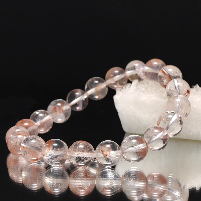 ブレス　マニカラン水晶＜ヒマラヤ産＞　AAランク　ピンク　丸  [br-g0182]