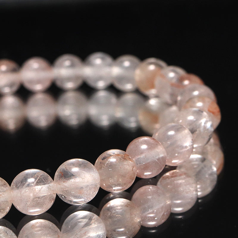 ブレス　マニカラン水晶＜ヒマラヤ産＞　AAランク　薄ピンク　丸  [br-g0184]