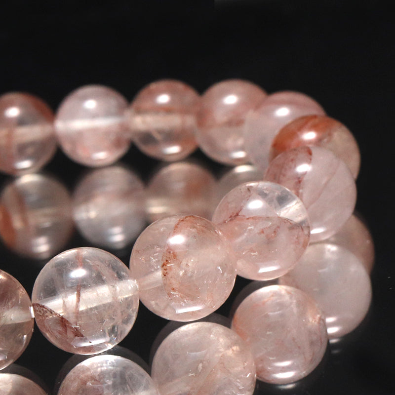 ブレス　マニカラン水晶＜ヒマラヤ産＞　AAランク　薄ピンク　丸  [br-g0184]