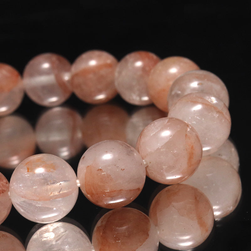 ブレス　マニカラン水晶＜ヒマラヤ産＞　AAランク　薄ピンク　丸  [br-g0184]