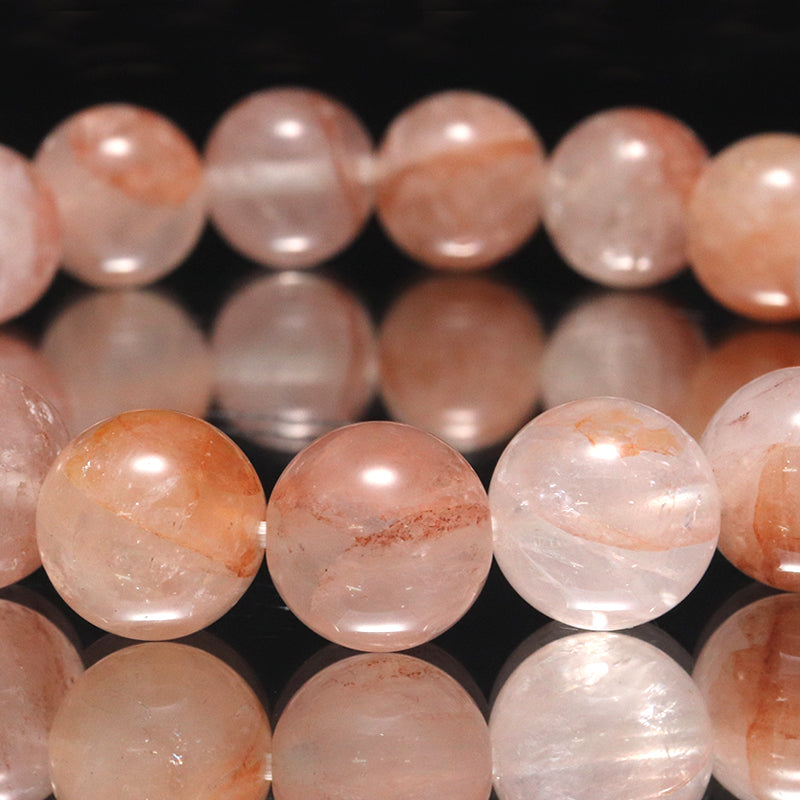 ブレス　マニカラン水晶＜ヒマラヤ産＞　AAランク　薄ピンク　丸  [br-g0184]