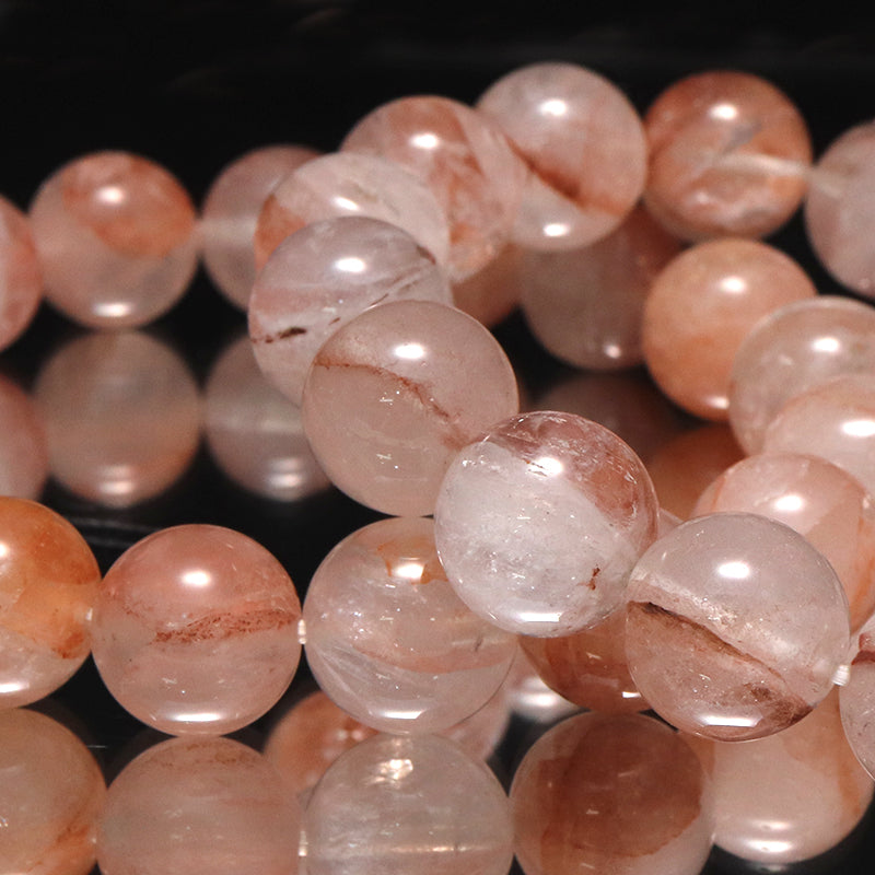 ブレス　マニカラン水晶＜ヒマラヤ産＞　AAランク　薄ピンク　丸  [br-g0184]