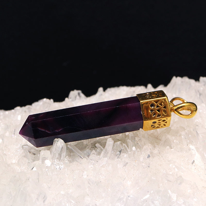 ペンダントトップ　スギライト＜南アフリカ産＞　ポイント型　Silver925　ゴールド  [co-g1824]