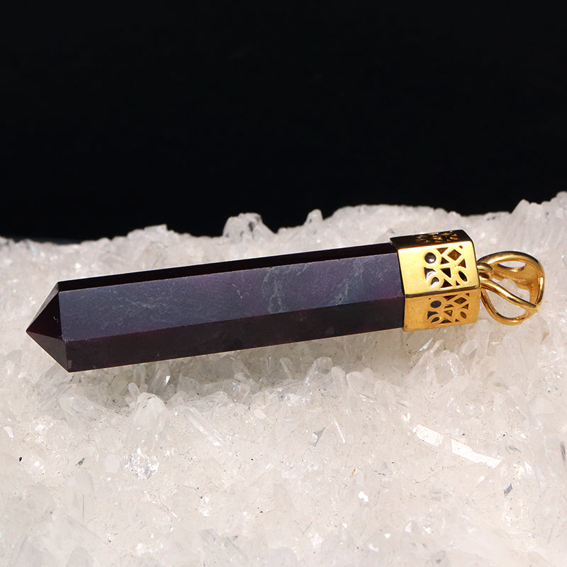 ペンダントトップ　スギライト＜南アフリカ産＞　ポイント型　Silver925　ゴールド  [co-g1827]