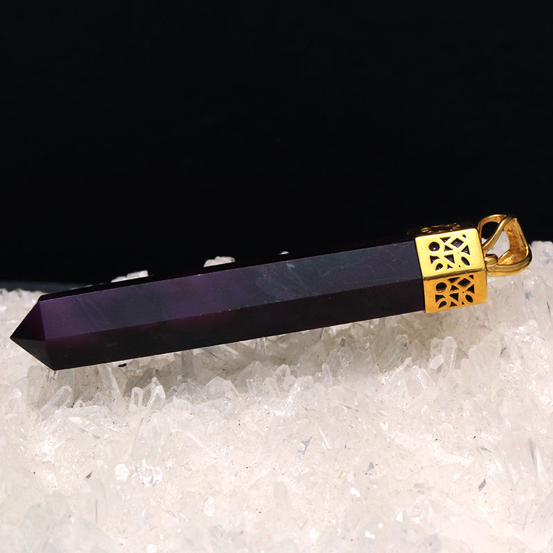 ペンダントトップ　スギライト＜南アフリカ産＞　ポイント型　Silver925　ゴールド  [co-g1831]