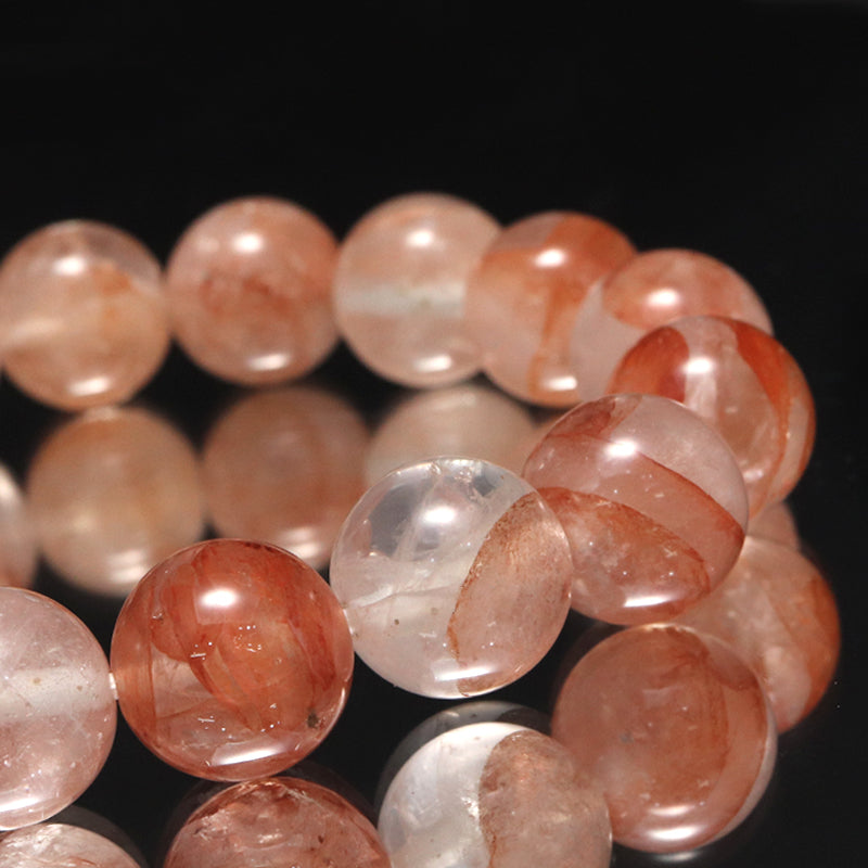 ブレス　マニカラン水晶＜ヒマラヤ産＞　AAAランク　ピンク　丸  [co-g1832]