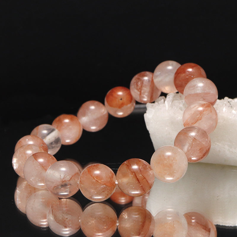 ブレス　マニカラン水晶＜ヒマラヤ産＞　AAAランク　ピンク　丸  [co-g1832]