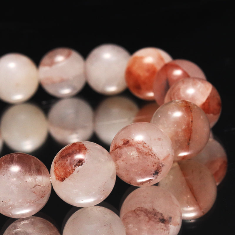 ブレス　マニカラン水晶＜ヒマラヤ産＞　AAAランク　薄ピンク　丸 [br-g0181]