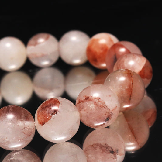 ブレス　マニカラン水晶＜ヒマラヤ産＞　AAAランク　薄ピンク　丸 [br-g0181]