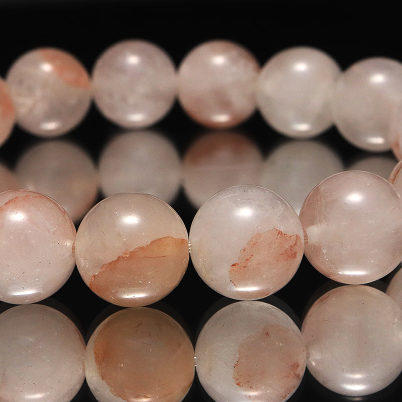 ブレス　マニカラン水晶＜ヒマラヤ産＞　AAAランク　薄ピンク　丸 [br-g0181]