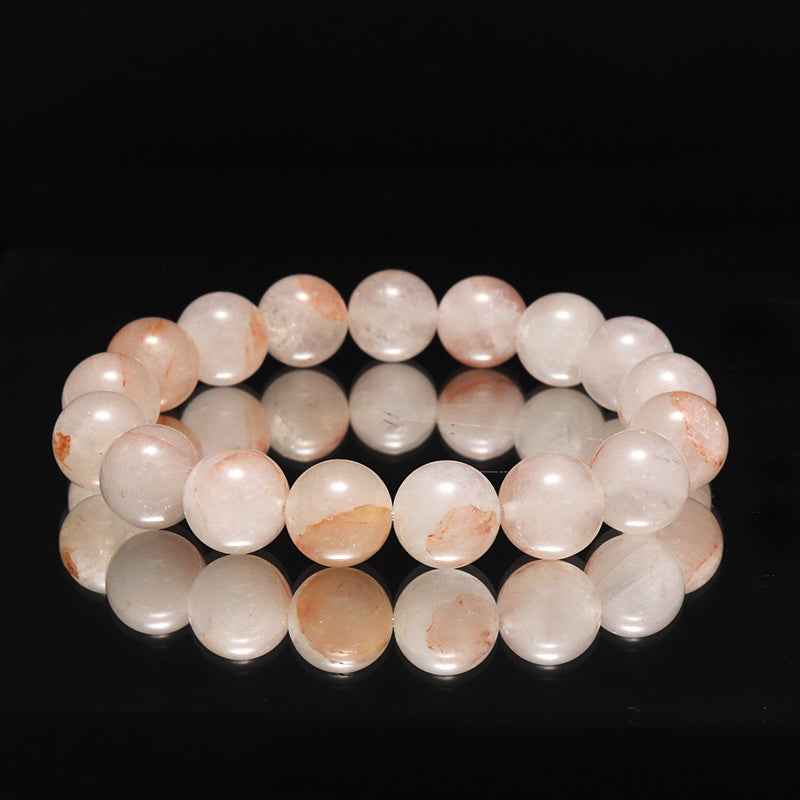 ブレス　マニカラン水晶＜ヒマラヤ産＞　AAAランク　薄ピンク　丸 [br-g0181]