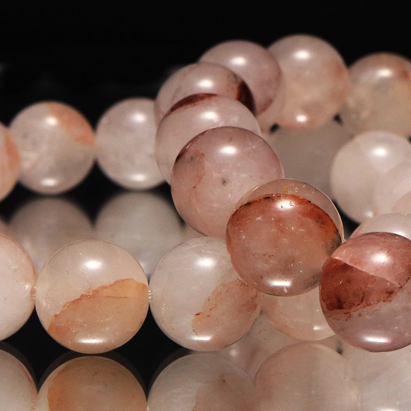 ブレス　マニカラン水晶＜ヒマラヤ産＞　AAAランク　薄ピンク　丸 [br-g0181]