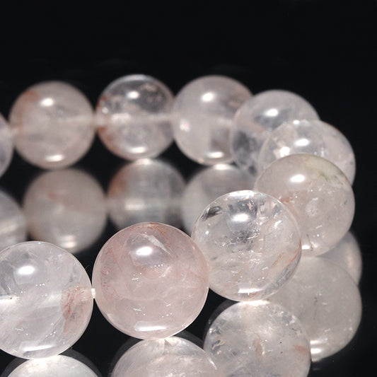 ブレス　マニカラン水晶＜ヒマラヤ産＞　Aランク　薄ピンク　丸  [br-g0185]