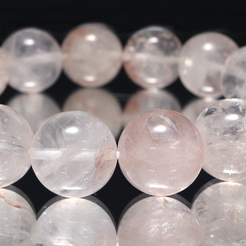 ブレス　マニカラン水晶＜ヒマラヤ産＞　Aランク　薄ピンク　丸  [br-g0185]