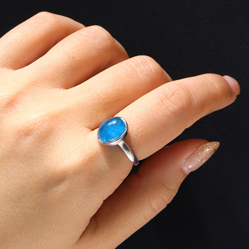 【現品限り】指輪・リング　アパタイト＜インド産＞　オーバル型　約9×11mm　silver925　シルバー　フリーサイズ [co-g1835]