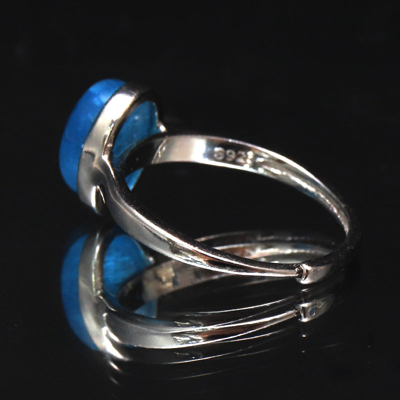 【現品限り】指輪・リング　アパタイト＜インド産＞　オーバル型　約9×11mm　silver925　シルバー　フリーサイズ [co-g1835]