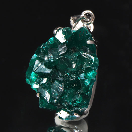 【現品限り】ペンダントトップ　ダイオプテーズ＜コンゴ産＞　約15～22×約22～32mm　silver925　シルバー　ランダム発送[co-g1837]