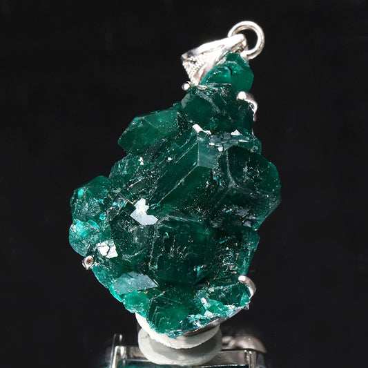 【現品限り】ペンダントトップ　ダイオプテーズ＜コンゴ産＞　約15×32mm　silver925　シルバー　ランダム発送 [co-g1838]