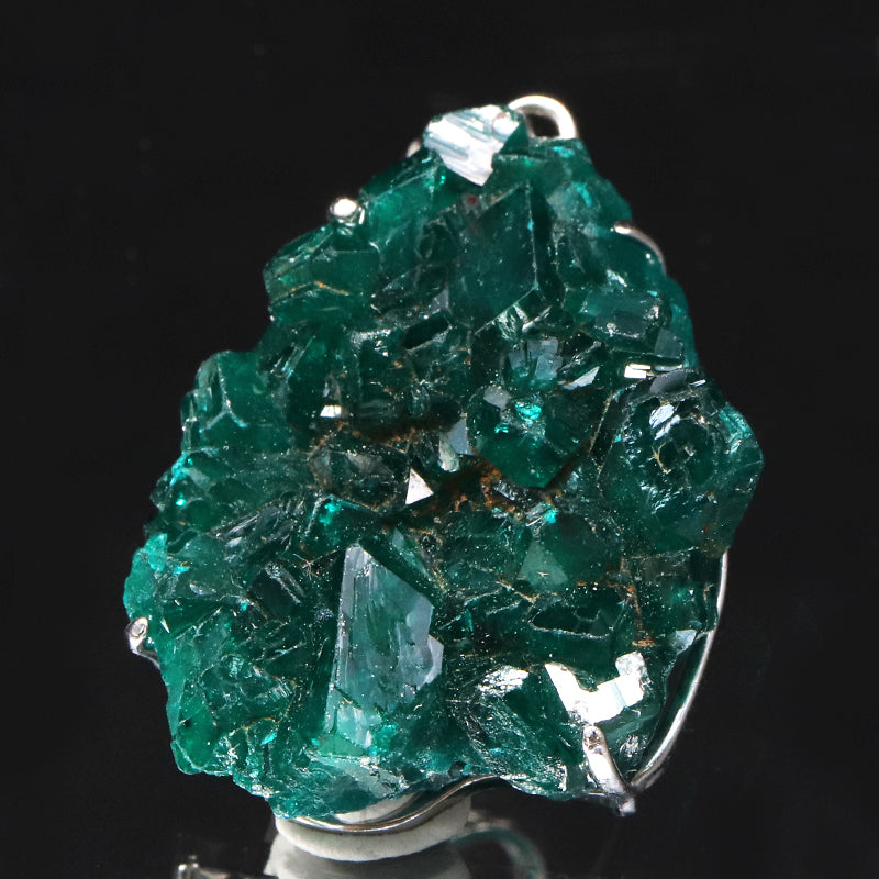 【現品限り】ペンダントトップ　ダイオプテーズ＜コンゴ産＞　約20～25×約23～30mm　silver925　シルバー　ランダム発送 [co-g1840]