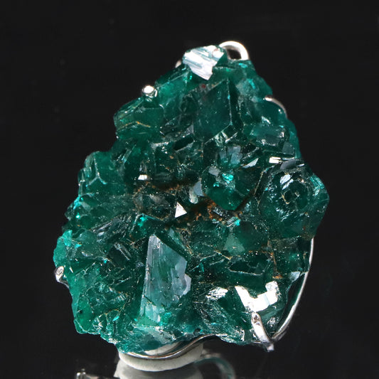 【現品限り】ペンダントトップ　ダイオプテーズ＜コンゴ産＞　約20～25×約23～30mm　silver925　シルバー　ランダム発送 [co-g1840]