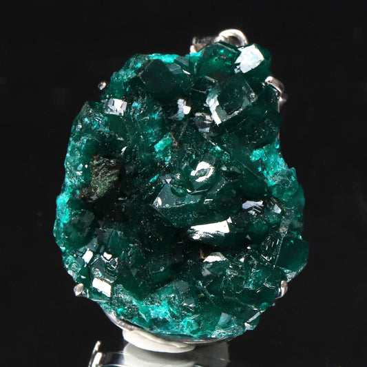 【現品限り】ペンダントトップ　ダイオプテーズ＜コンゴ産＞　約27×約30mm　silver925　シルバー　ランダム発送 [co-g1842]