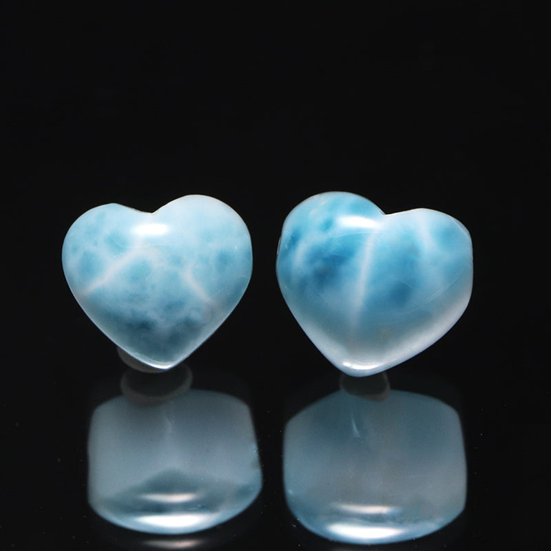 【1/19まで水瓶座星座石20％OFF(決済時に自動割引)】バラ石　ラリマー＜ドミニカ産＞　ハート形　約10～11×約9.5mm　貫通穴　ランダム発送　 [co-g1844]