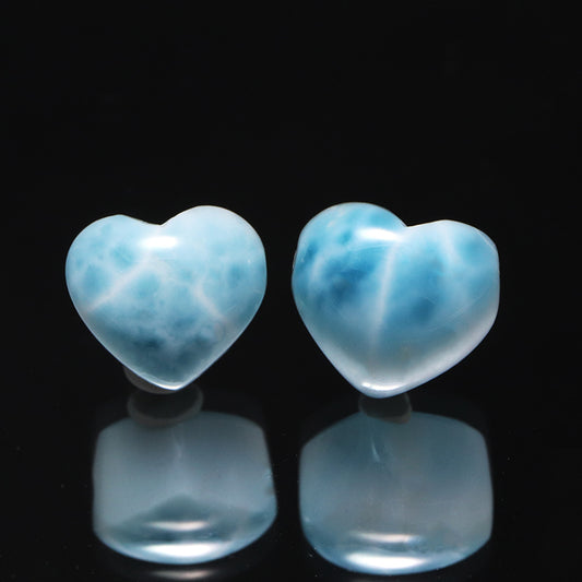 【1/19まで水瓶座星座石20％OFF(決済時に自動割引)】バラ石　ラリマー＜ドミニカ産＞　ハート形　約10～11×約9.5mm　貫通穴　ランダム発送　 [co-g1844]