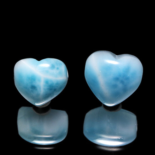 【1/19まで水瓶座星座石20％OFF(決済時に自動割引)】バラ石　ラリマー＜ドミニカ産＞　ハート形　約11×約9.5～11mm　貫通穴　ランダム発送　 [co-g1845]