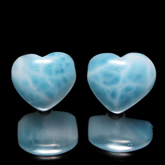 【1/19まで水瓶座星座石20％OFF(決済時に自動割引)】バラ石　ラリマー＜ドミニカ産＞　ハート形　約12～13×約10～12mm　貫通穴　ランダム発送　 [co-g1846]