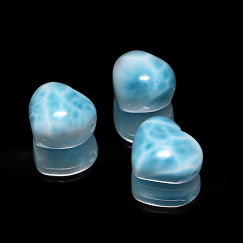 【1/19まで水瓶座星座石20％OFF(決済時に自動割引)】バラ石　ラリマー＜ドミニカ産＞　ハート形　約12～13×約10～12mm　貫通穴　ランダム発送　 [co-g1846]